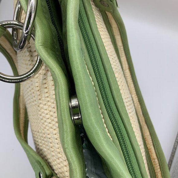 Kate Landry Mint Green Cream Natural Straw Shoulder Bag - Picture 6 of 7